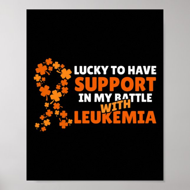 St Patricks Day Four Leaf Clover Orange Leukaemia  Poster (Front)