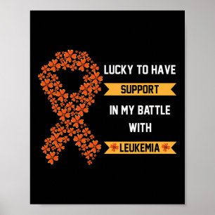 St Patricks Day Four Leaf Clover Orange Leukaemia Poster