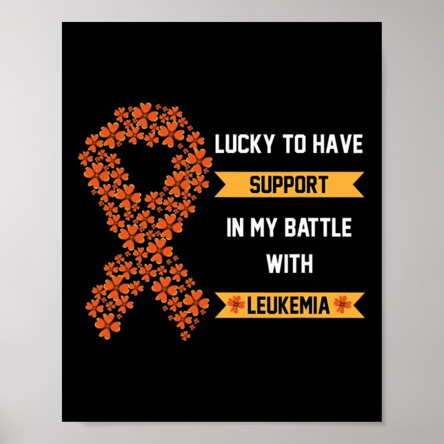St Patricks Day Four Leaf Clover Orange Leukaemia  Poster (Front)