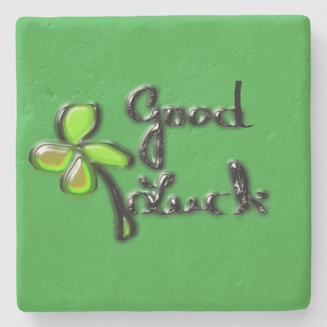 St. Patrick's Day  ‎Four-leaf clover Stone Coaster (Front)