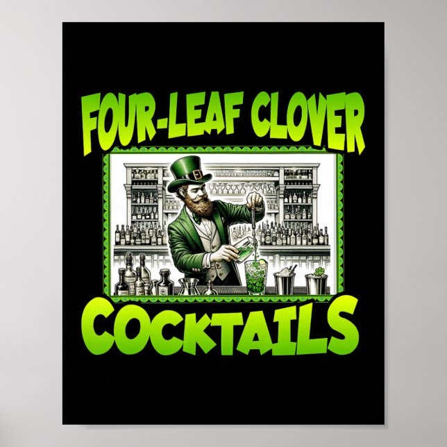 St Patricks Day Four Leaf Clover Tails St Paddys D Poster (Front)