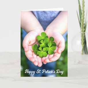 St. Patrick's Day Four-Leaf Clovers Holiday Card