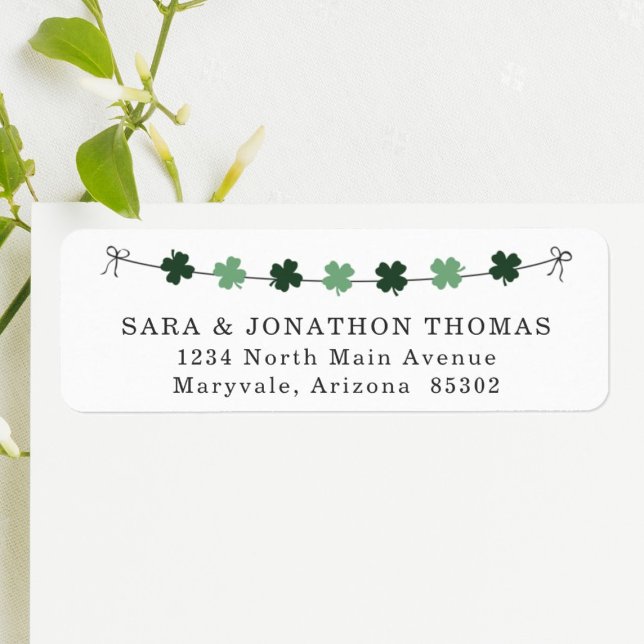 St Patricks Day Four Leaf Clovers Return Address Label (Creator Uploaded)