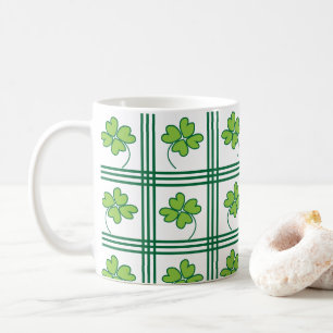 St Patricks Day Four Leaf Lucky Clover Pattern Coffee Mug