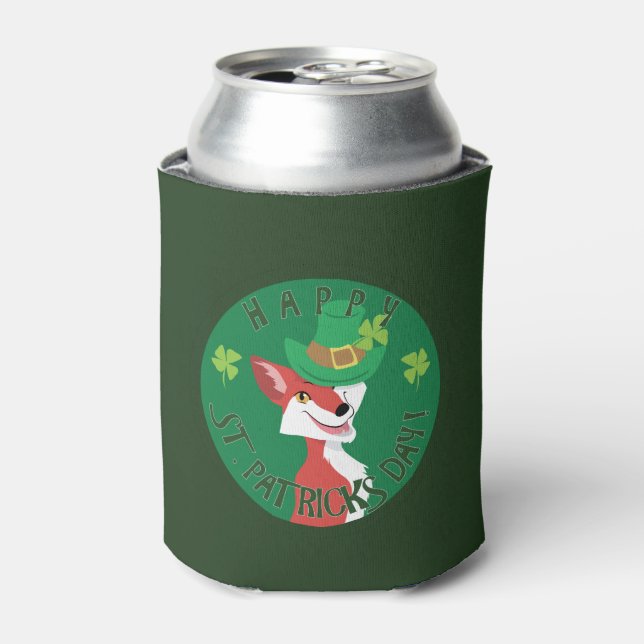 St. Patrick's Day Fox Can Cooler (Can Front)
