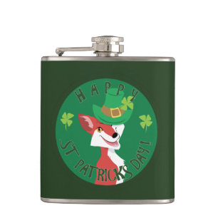 St. Patrick's Day Fox Hip Flask
