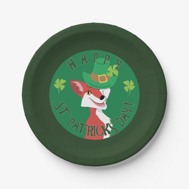 St. Patrick's Day Fox Paper Plate (Front)