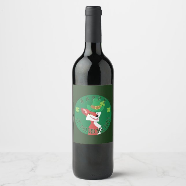 St. Patrick's Day Fox Wine Label (Front)