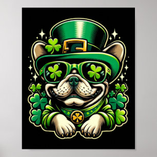 St Patricks Day French Bulldog Shamrock Funny Dog  Poster