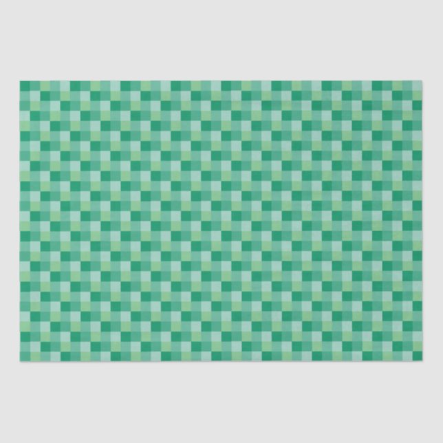 St. Patrick's Day Fun Adorable Green Chequerboard Tissue Paper (Front)