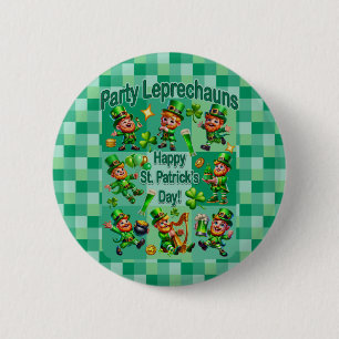 St. Patrick's Day Fun Adorable "Party Leprechauns" 6 Cm Round Badge