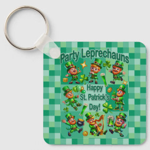 St. Patrick's Day Fun Adorable "Party Leprechauns" Key Ring