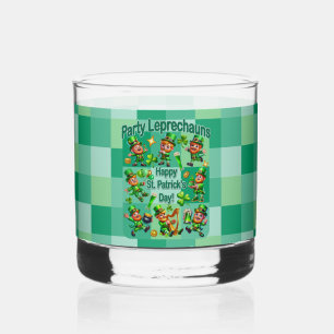 St. Patrick's Day Fun Adorable "Party Leprechauns" Whiskey Glass