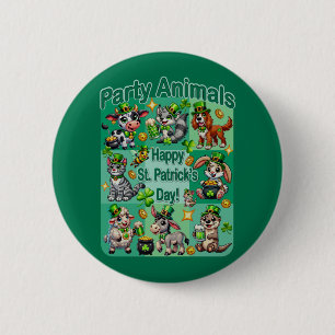 St. Patrick's Day Fun and Adorable "Party Animals" 6 Cm Round Badge