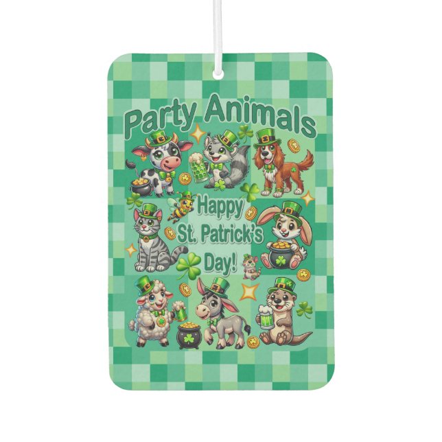 St. Patrick's Day Fun and Adorable "Party Animals" Car Air Freshener (Front)