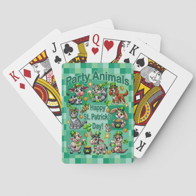 St. Patrick's Day Fun and Adorable "Party Animals" Playing Cards (Back)