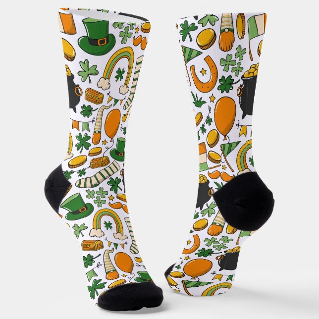 St. Patrick's Day Fun Playful & Colourful Socks (Angled)
