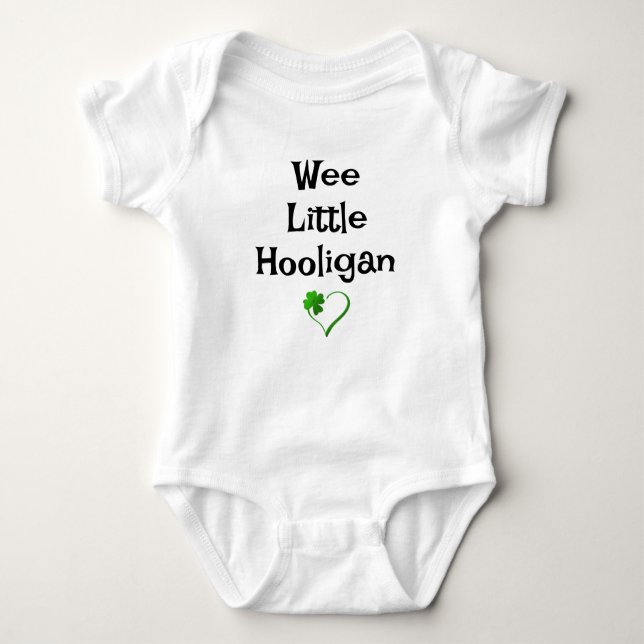 St. Patrick's Day Fun: Wee Little Hooligan  Baby Bodysuit (Front)