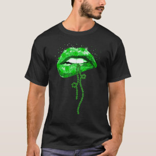 St Patrick's Day Funny Green Lips Costume Graphic T-Shirt