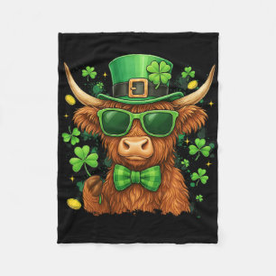 St. Patricks Day Funny Heifer Cow Shamrocks Men Wo Fleece Blanket
