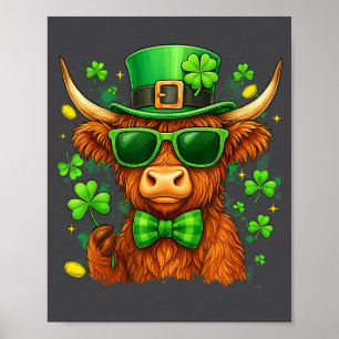 St. Patricks Day Funny Heifer Cow Shamrocks Men Wo Poster