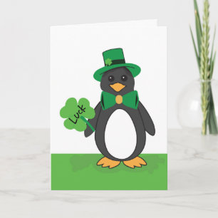 St. Patricks Day Funny Lucky Penguin Card