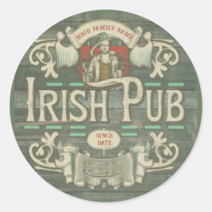 St Patrick's Day Funny Personalised Irish Pub Classic Round Sticker