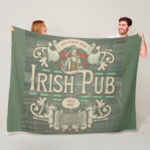St Patrick's Day Funny Personalised Irish Pub Fleece Blanket