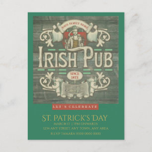 St Patrick's Day Funny Personalised Irish Pub  Postcard
