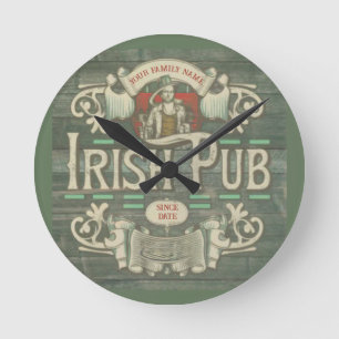 St Patrick's Day Funny Personalised Irish Pub Round Clock