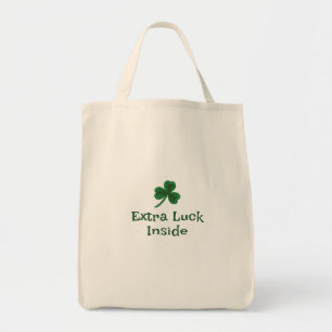 St. Patrick's Day, Funny Text Extra Luck Inside Tote Bag