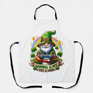 St. Patrick's Day Gamer Gnome Apron