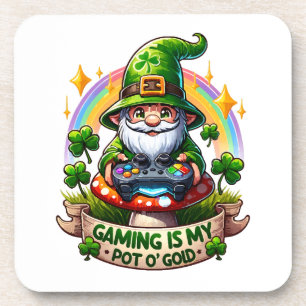 St. Patrick's Day Gamer Gnome Coaster