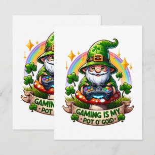 St. Patrick's Day Gamer Gnome Enclosure Card