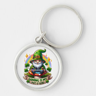 St. Patrick's Day Gamer Gnome Key Ring