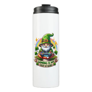 St. Patrick's Day Gamer Gnome Thermal Tumbler