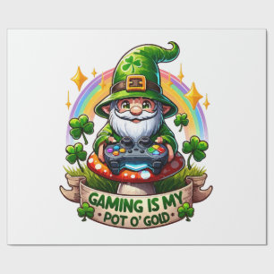 St. Patrick's Day Gamer Gnome Wrapping Paper