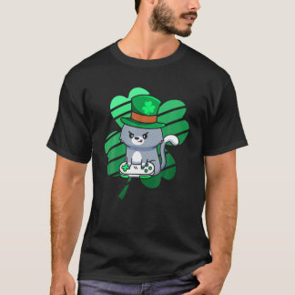 St Patricks Day Gamer Kids Boys Gaming Leprechaun T-Shirt