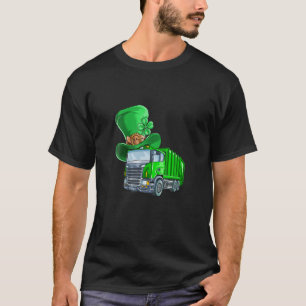 St Patricks Day Garbage Truck T Shamrock Men Kids T-Shirt