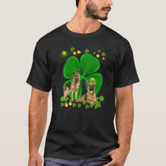 St Patrick's Day German Shepherd Shamrock Pet Dog T-Shirt