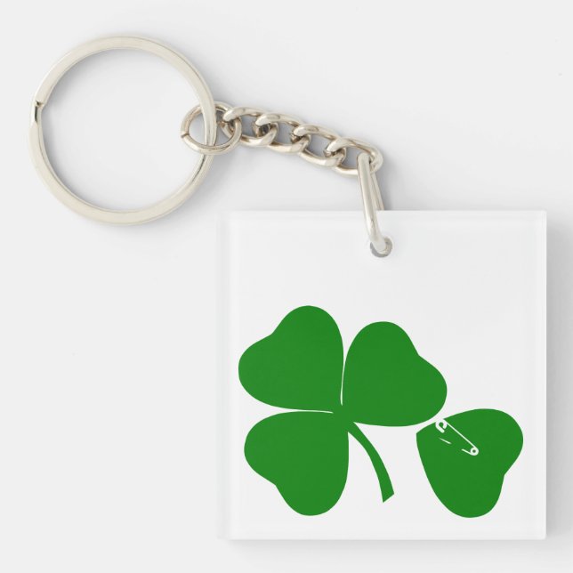 St Patrick's Day - Get Lucky 3+1 = 4 Monogram Key Ring (Front)