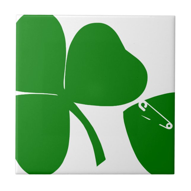 St Patrick's Day - Get Lucky 3 + 1 leaves = 4 Ceramic Tile (Front)