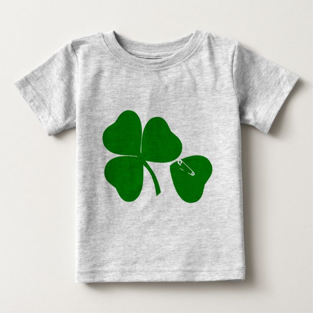 St Patrick's Day Get Lucky Safety Pin Baby Romper Baby T-Shirt (Front)