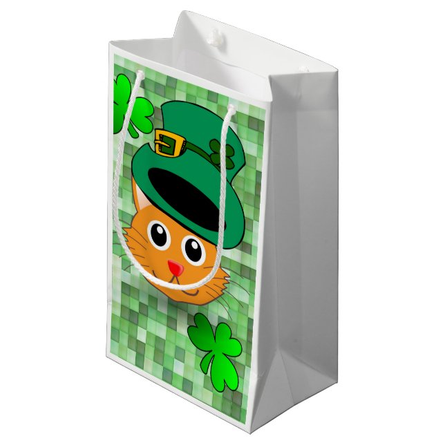 St. Patrick's Day Gift Bag Cat (Front Angled)