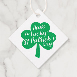 St. Patrick's Day Gift Tags, Green Lucky Shamrock Favour Tags