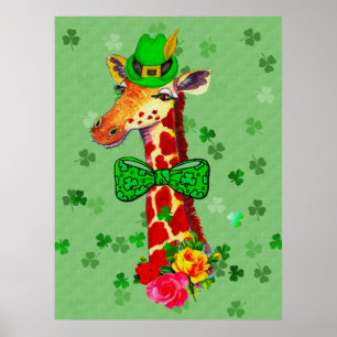 St. Patrick's Day Giraffe Poster