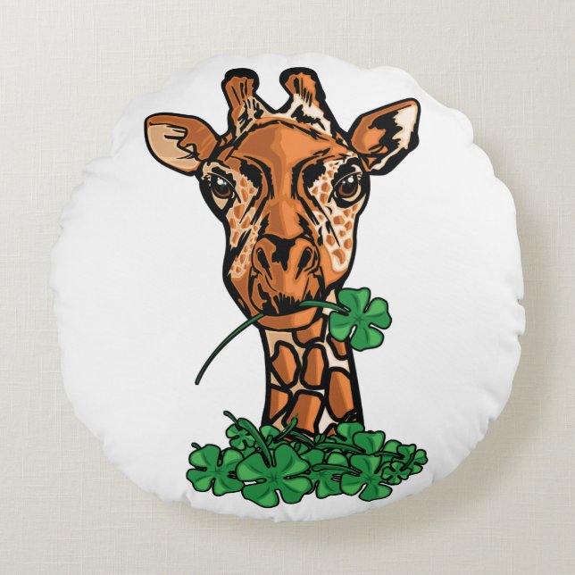 St. Patricks Day Giraffe Round Cushion (Front)