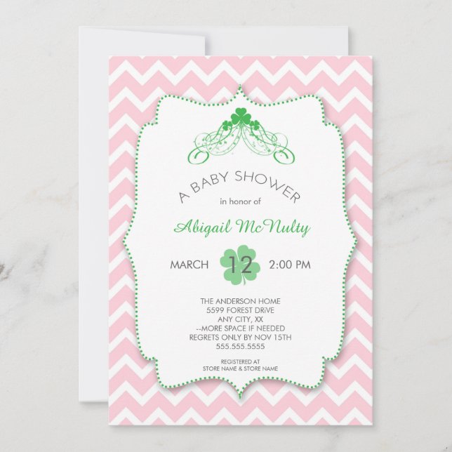 St Patrick's Day Girl Baby Shower Invites (Front)