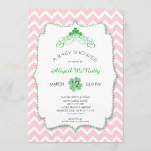 St Patrick's Day Girl Baby Shower Invites