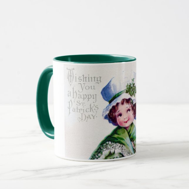 St. Patrick's Day Girl, Vintage Mug (Front Left)